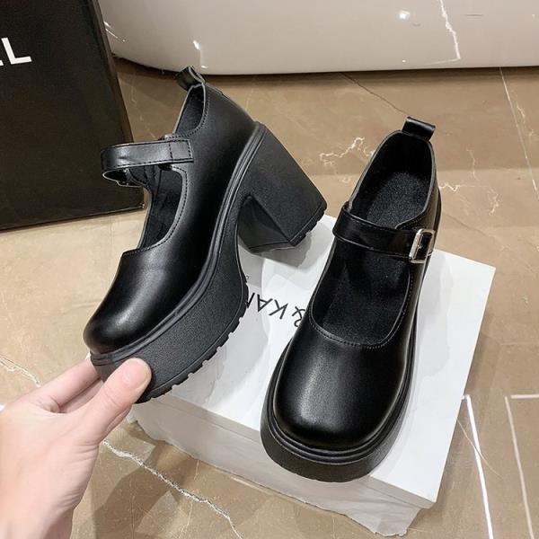 Fashion Lolita Shoes Branded Pumps Sandals Ladies Square Heel Shallow Mouth 2025 Round Toe Women's Sneakers on Thick Soles Mary Jane Fas