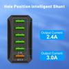 30W 6-Port QC3.0 Multi-Plug Fast Charger for EU, US, UK, & Korea