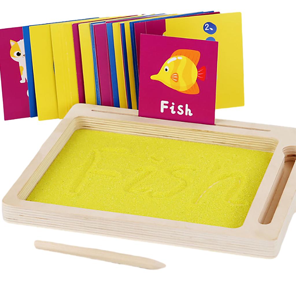 Tablica do rysowania z piaskiem dla dzieci, nauka liter i cyfr z zestawem kartek do pisania, edukacyjne malowanie dla maluchów