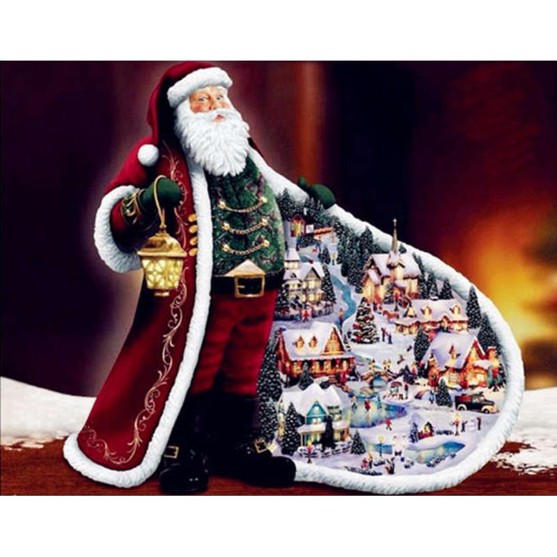 DIY 5D Diamond Painting Santa Claus Diamond Embroidery Winter Snow Tree Cross Stitch Full Round Drill Mosaic Christmas Gift