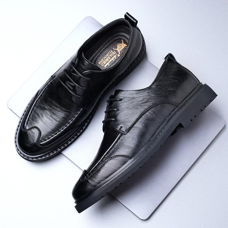 

Производитель мужской черной кожаной обуви мягкая подошва нескользящая представительская гостиничная деловая повседневная легкая рабочая обувь 38