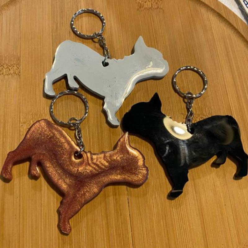 Shiny Dog Shaped Keychain Resin Mold DIY Crafts Pendant Silicone Mould Handmade Glossy Animal Puppy for Key Chain Decor
