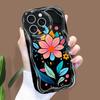 Pro iPhone 16 15 14 Samsung S25 S24 S23 A06 A13 A14 A15 A16 A55 Redmi 14C 13C Note 14 13 12 Design barevných květů Měkké vlnité okraje Nárazuvzdorné pouzdro