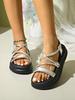 Fashion Women's Fashion Trend Anti-slip Wear Comfortable Soft Soled Bright Sandals with Belt