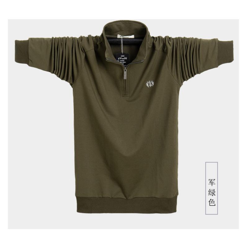 

Новая Свободная Плюс Молния Мужская Деловая Влагоотводящая Повседневная Футболка с Лацканами и Длинным Рукавом Легкая Мягкая Не Мнущаяся Дышащая Хлопковая Рубашка Поло XL армия зеленый