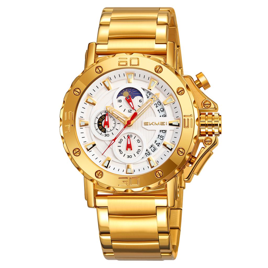 Luxury Quartz Waterproof Watches Multifunction Date Display Watch for Men Luminous Hands Stainless Steel