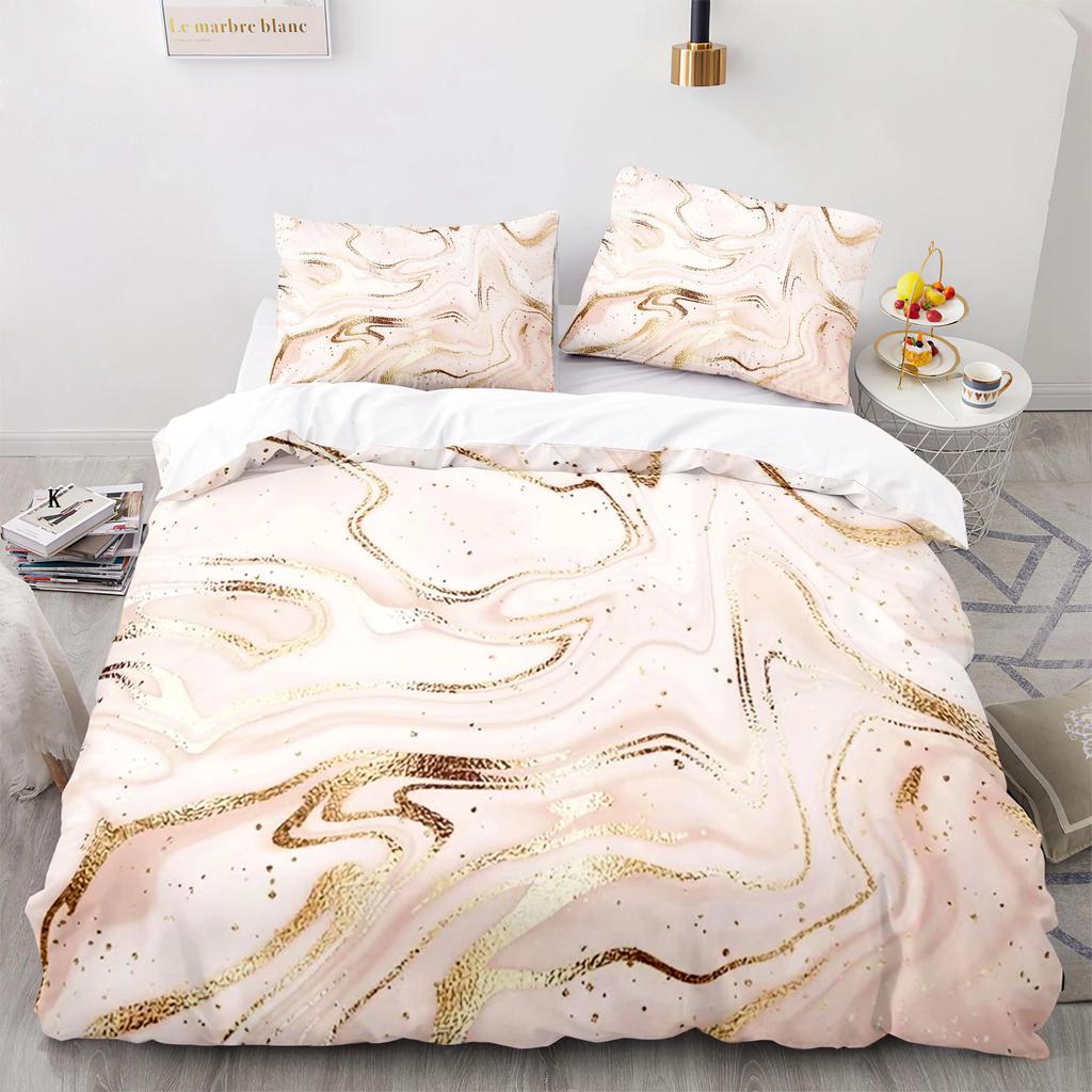 Marble King Queen Duvet Cover Green Gold Pattern Bedding Set For Teens Adults Red Love Heart Teal 2/3Pcs Polyester Quilt Cover