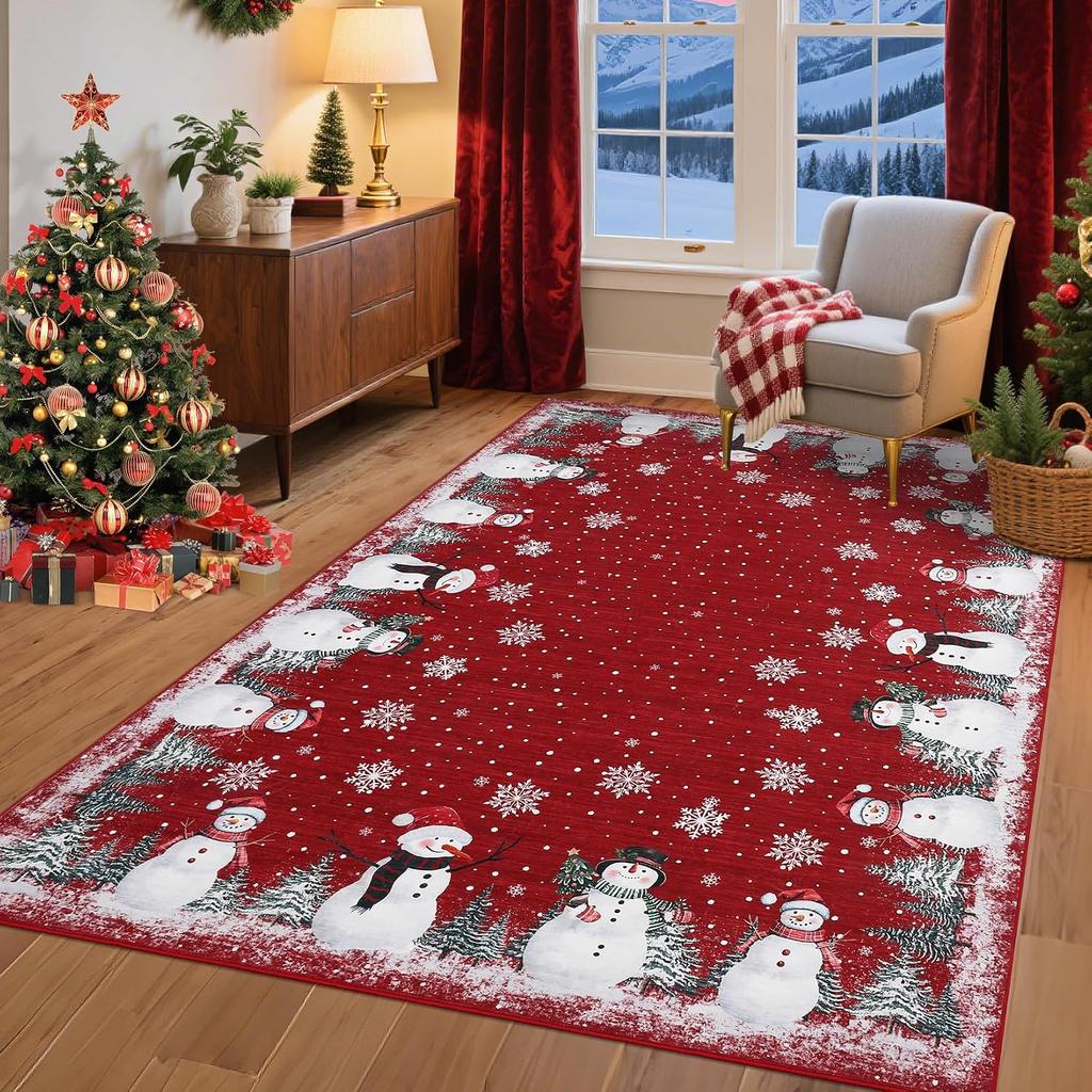 Santa Claus Deer Snowman Rugs Christmas Xma Modern Carpet Bedroom Dining Living Room Area Washable Entryway Holiday Floor