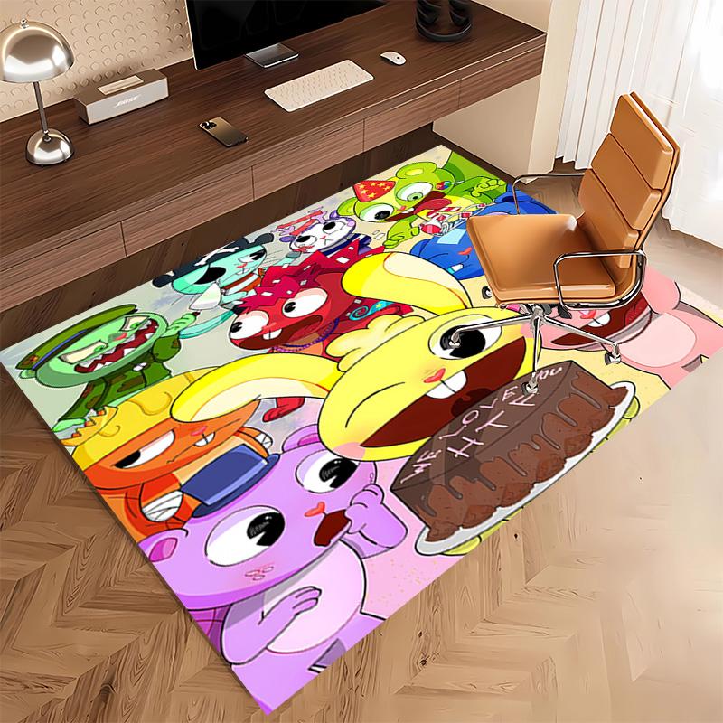 1pc Happy Tree Friends5 Print Area Rug - Soft, Washable Non-Slip Indoor Mat, Living Room, Home Office Decorative Rug,Office Decorative