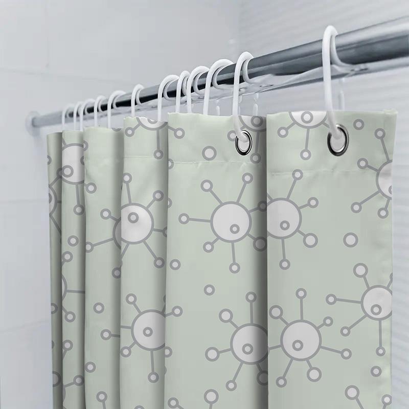 Abstract Molecular Structure Bath Shower Curtain Waterproof Decorative Home Accessories Mint Green White Colorful Design