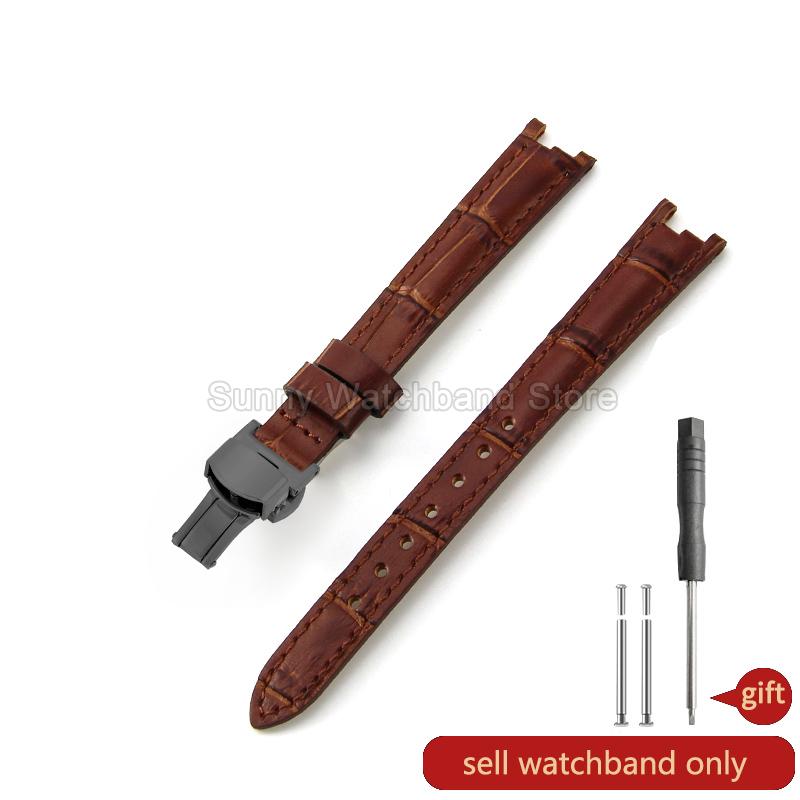 Concave Interface Design Women's Genuine Leather Watch Accessories 12mm for Tissot 1853 Flamingo T094210 Series Watch Strap