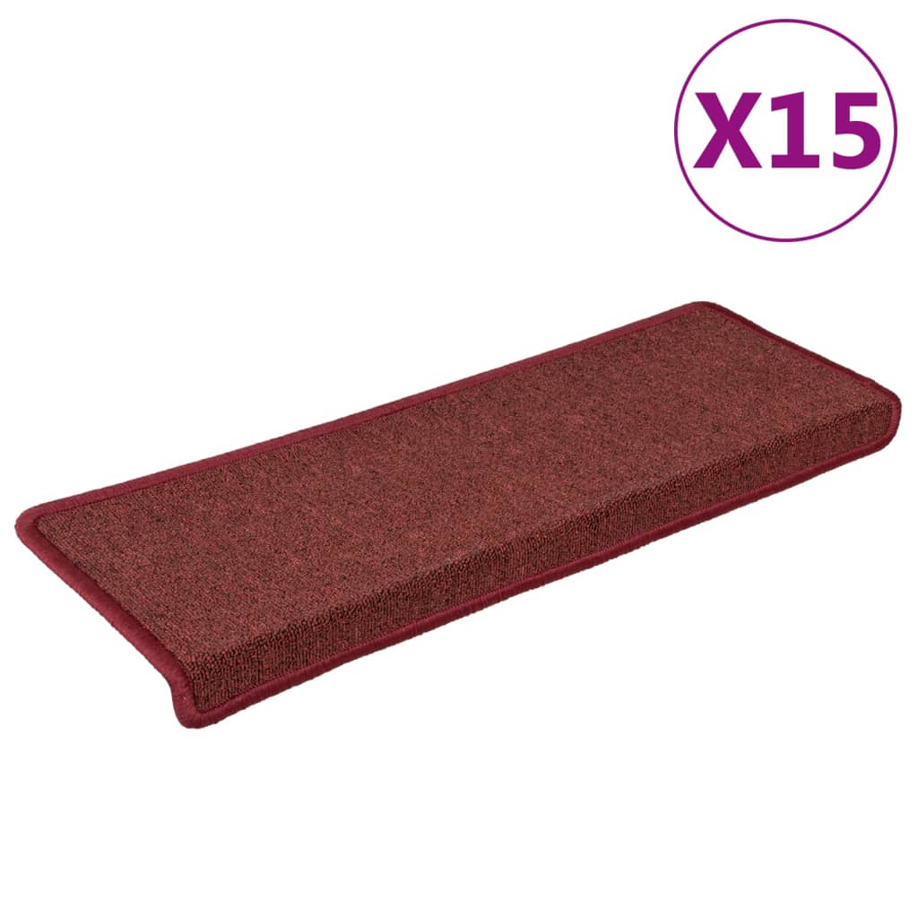 Step Mats 15 pcs. 65 x 21 x 4 cm Burgundy Rectangular Edge
