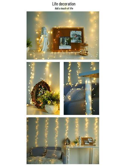 Cross-border Firecracker Curtain Lights - Copper Wire Christmas Decoration Lights