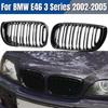1 Paar Auto-Frontnierengrills, glänzend schwarz, Doppellamellen-Haubengrill für BMW 3er-Serie E46 2002–2005, Racing-Kühlergrill, Auto-Ersatz