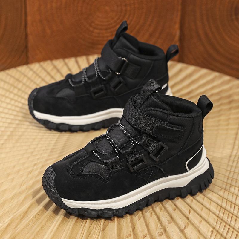 Children's high-top cotton shoes 2025 winter new soft-soled non-slip student sports shoes boys and girls fleece thickened warm