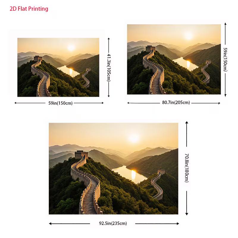 2D Great Wall Landscape Backdrop 2D Sunrise Mountain Lake Photo Background for Themed Shoot
