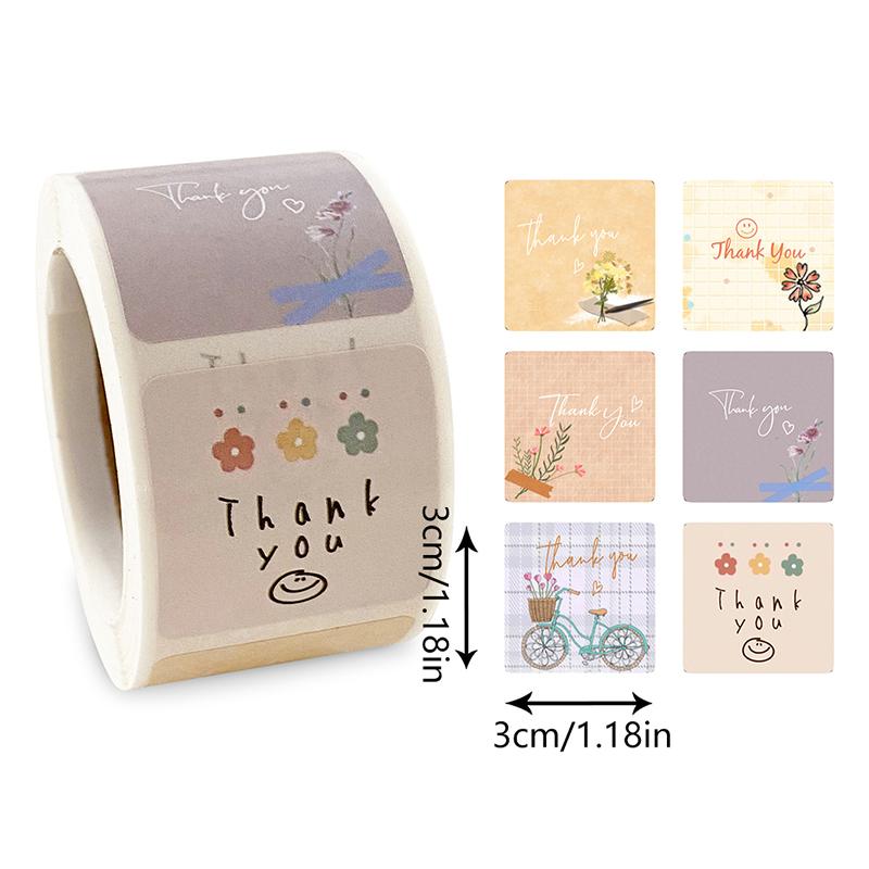 300 Pcs/Roll Cute Cartoon Floral Thank You Stickers Seal Sticker Envelope Labels