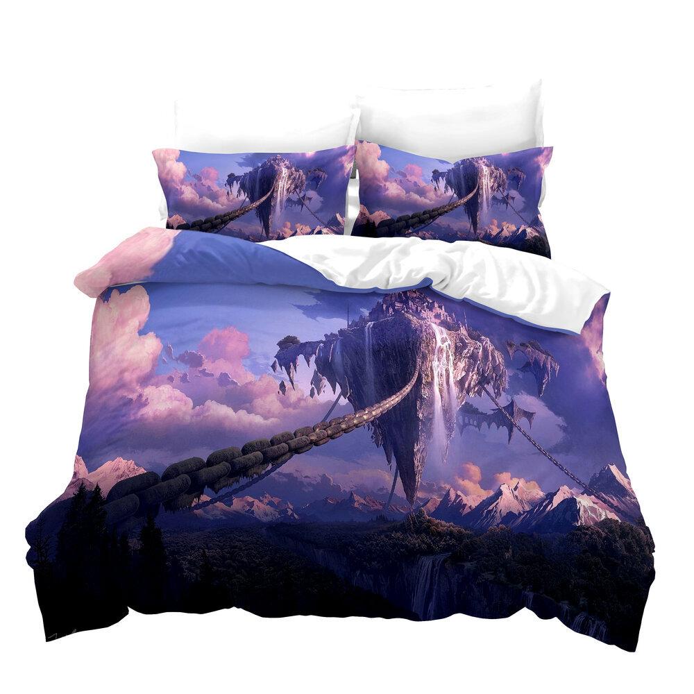 Dream Landscape 3D Digital Printing Three-Piece Quilt Cover Sheet Kit