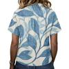 Damen Vintage Blumenprint Kurzarmhemd Lockerer Schnitt Knopfleiste Kragen Freizeitbluse Leichtes Atmungsaktives Gewebe