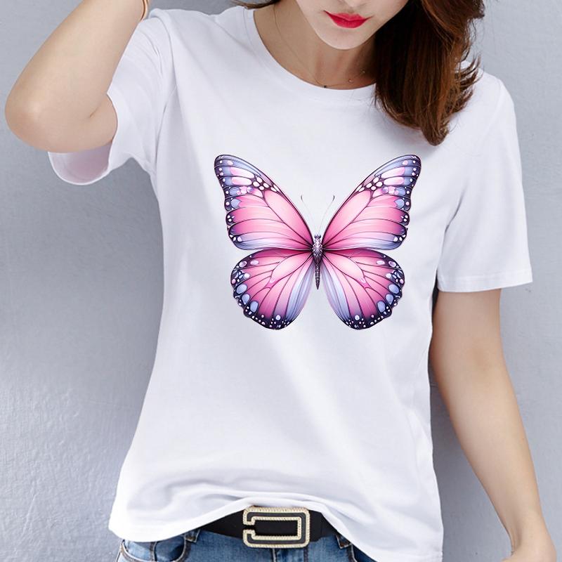 Cute Butterfly Printed TShirt Short Sleeve Aesthetic Graphic Womens Harajuku Top Casual Fashion TShirt S