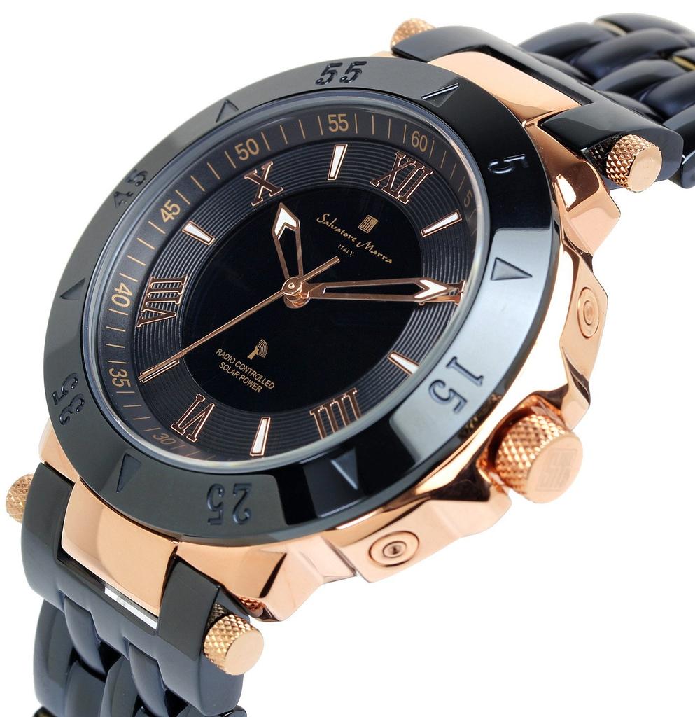 Salvatore Marra Royal Blue Stainless Steel Men's Solar-Powered Radio-Controlled Watch, SM18112SS-PGBL