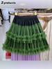 Neues Patchwork Colorblock Netzkleid für Mädchen, Fee Prinzessinnenkleid, Tüllkleid, INS Tanzperformance Halbkörper Kurzer Rock