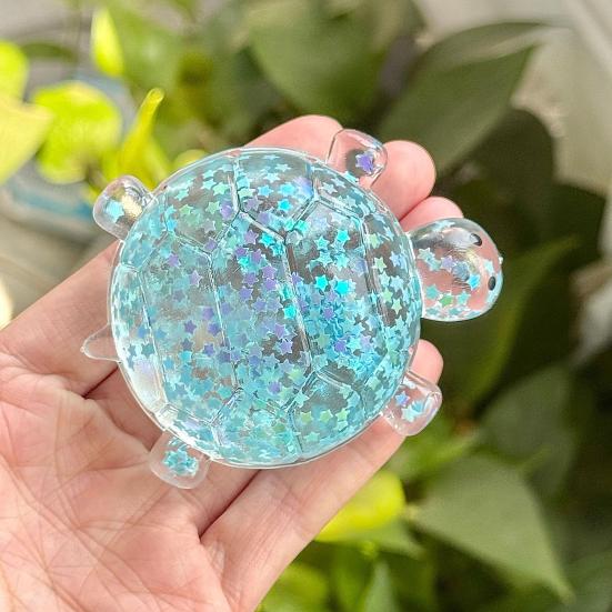 1/4ks Průhledná želví mačkací hračka s hvězdičkovými flitry Úleva od stresu Třpytivá mořská želva Stresový míček Senzorická hračka Měkká dekompresní Fidget hračka