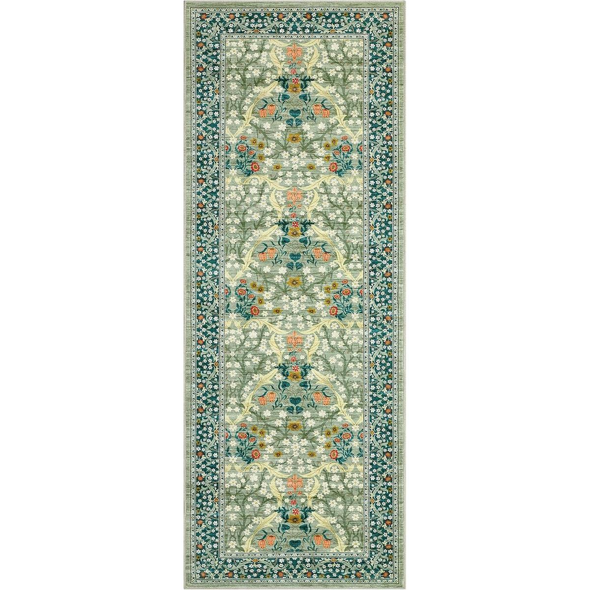 

Коврик-дорожка для коридора, напольный коврик, темно-синий ковер с растительным цветочным рисунком, ковры в богемном стиле для домашнего декора, мягкие ковры, которые можно стирать в машине 50x160cm