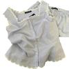 ins striped lace collar vest pajamas girls summer new large size suspender shorts loungewear set