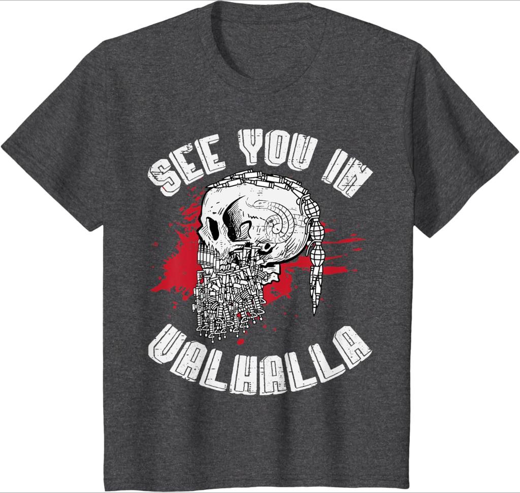 Nordic Warriors See You In Valhalla Norse Mythology Pattern Design100 Cotton Oneck Short Sleeve Printed Mens Tshirt