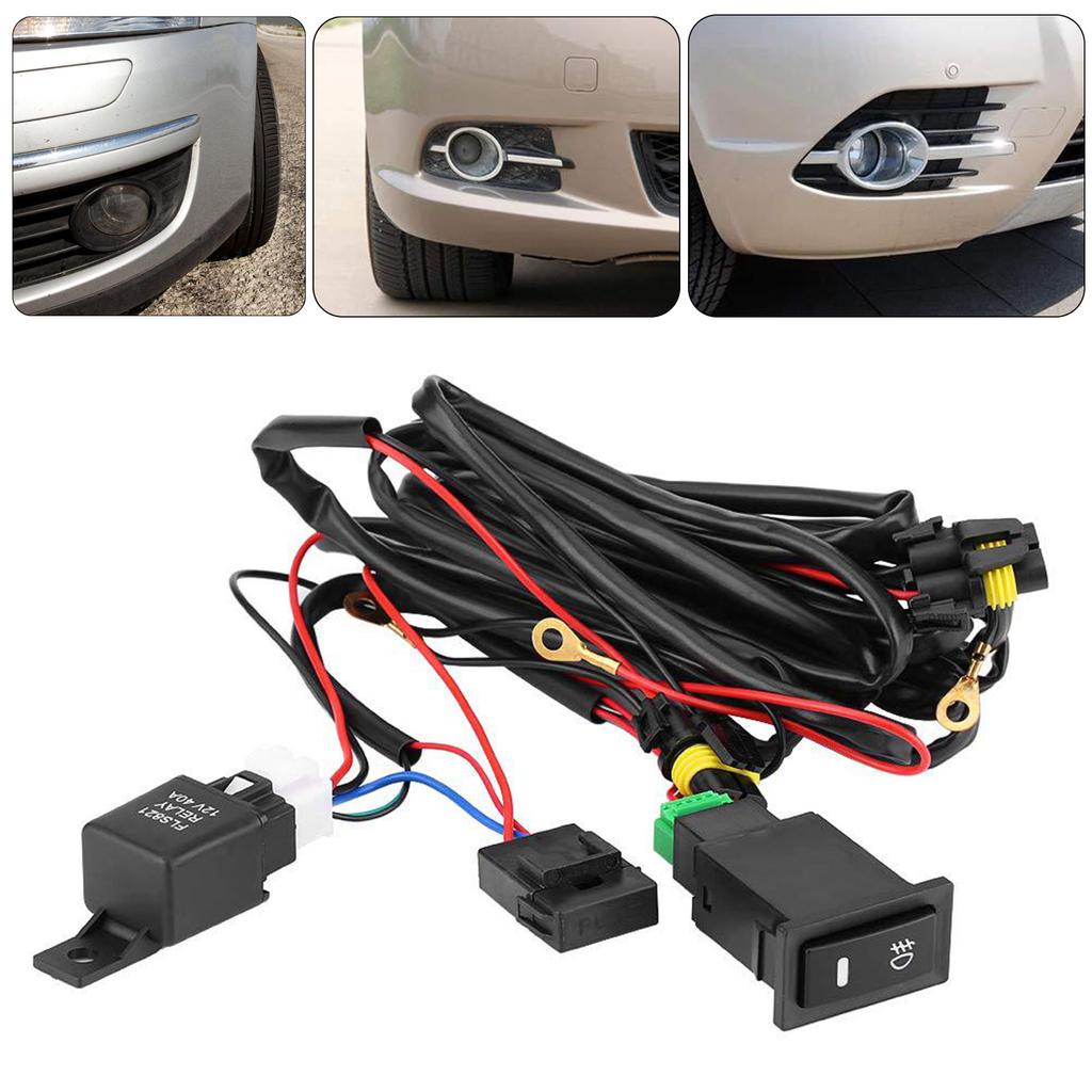 Car LED Fog Light On/Off Switch Wiring Harness Relay Kit 12V Universal Auto Replacement Fog Light Switch Harness Kit