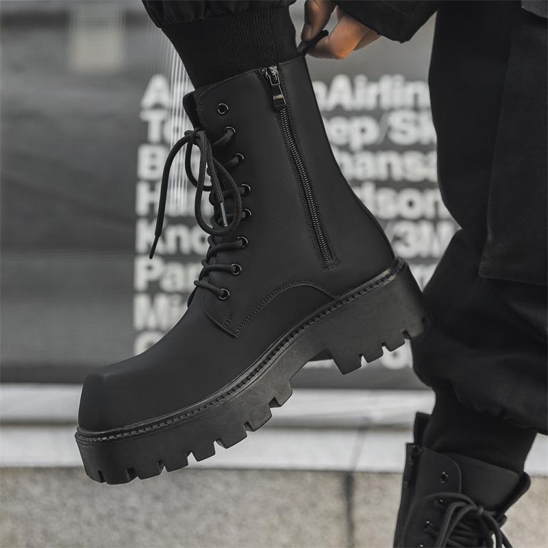 High-top thick-soled fashion square-head Martin boots men's 2024 autumn and winter new youth trend high street fashion boots 1906-J