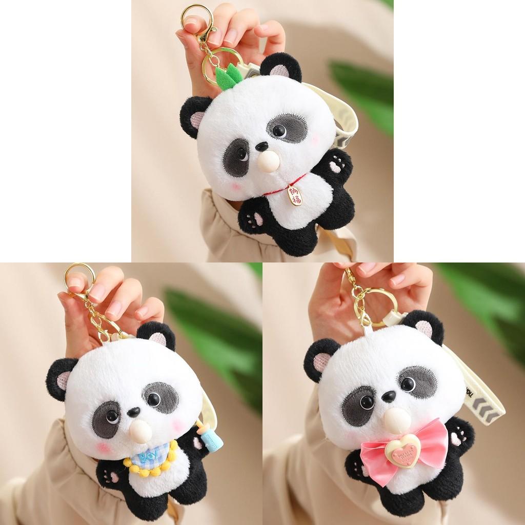 Panda Plush Cuddly Keychain Stuffed Bubble Blowing Designs Collectible Gifts