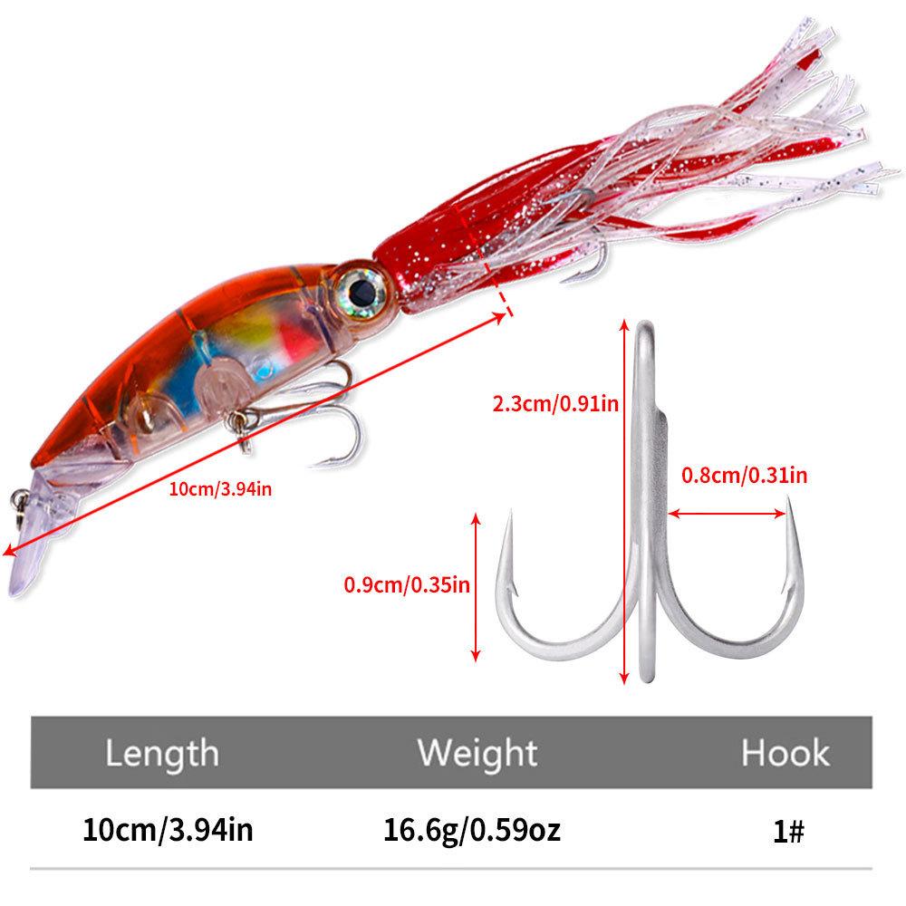 Lure Bait Set Floating Octopus10CM16.6GMulti-color Realistic Fake Bait with Mustache High Simulation Fishing Tackle Supplies