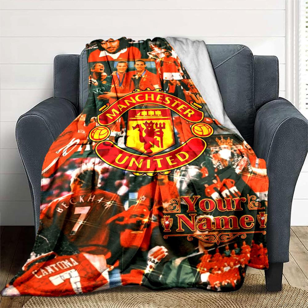 Manchester Personalized Text Blanket Cozy Personalized Blanket Comfortable Throw For Home Decor Sofa Couch Bed Four Seasons Universal