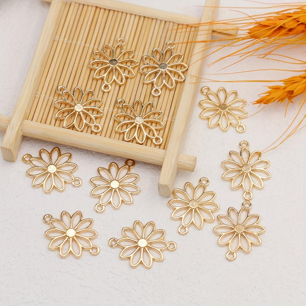 12Pcs Silver Plated Hollow Out Flower Charms Daisy Connectors For Jewelry Making Diy Necklace Earrings Bracelets Accessories