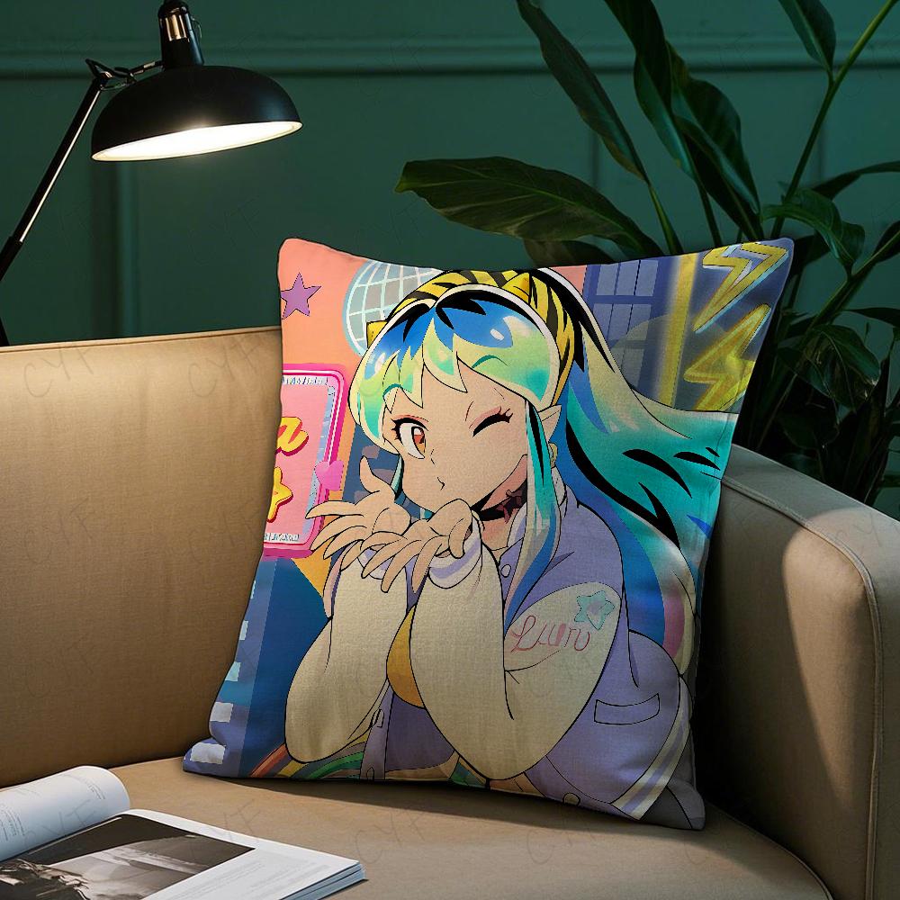 Urusei Yatsura Anime Game Pillow Case Anti-Dustmite Pillowcase Invisible Zipper Silky Short Plush Sofa Cushion Cover