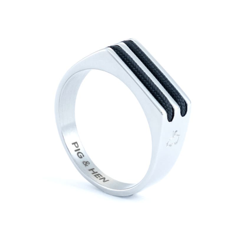 PIG & HEN Signet 7 Rope Ring - Navy X Silver