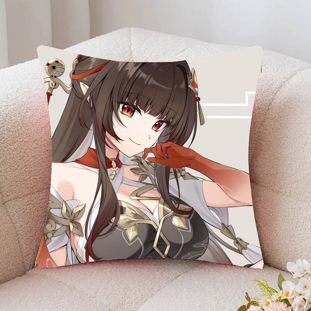 Lingsha Game Honkai Star Rail Pillow Case Fashion Square Pillowcase Bedroom Sofa Room Ins Decoration Leisure