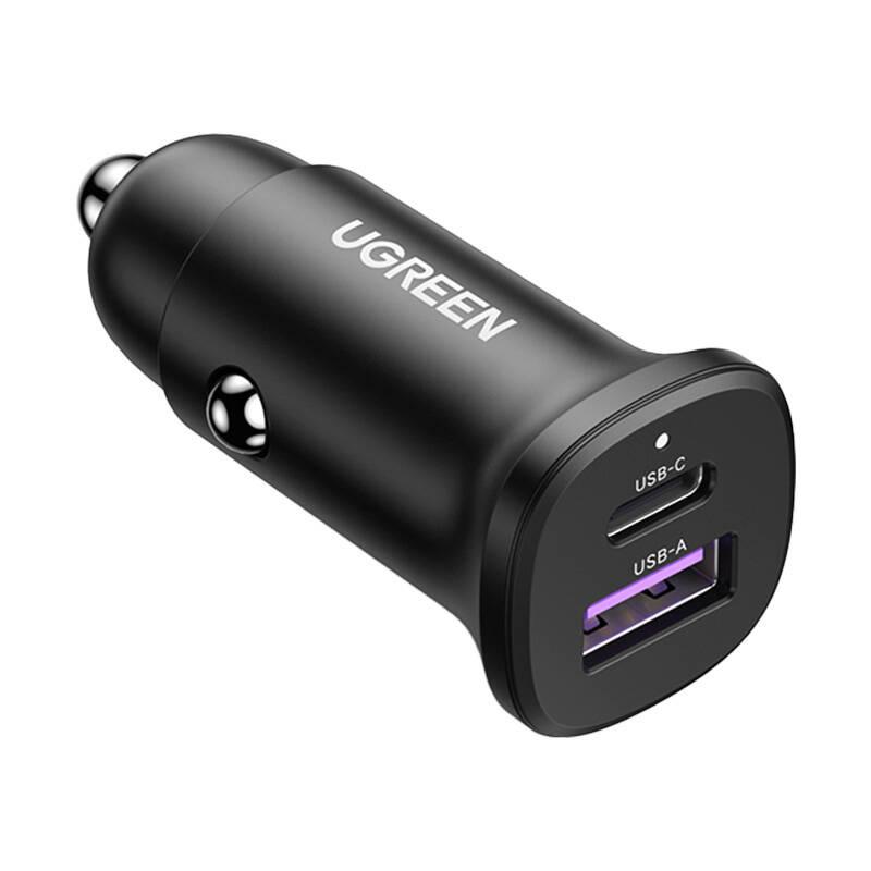 Ładowarka Samochodowa Ugreen Ec305 Usb-C + Usb, 30W (Czarna)