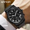 SANDA Unisex Quartz Watch: Men's Fashion Casual with Calendar, Three Eyes & Six Hands.