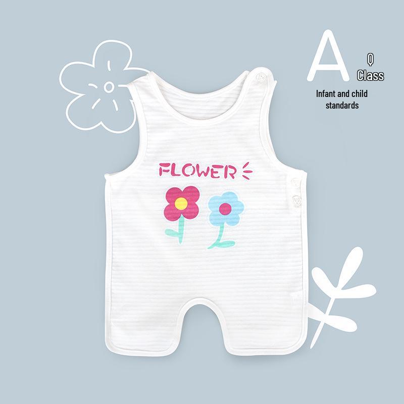Bavoir d'été mignon Tao Baby en coton à demi-dos et leggings fins protecteur de ventre pour nouveau-nés