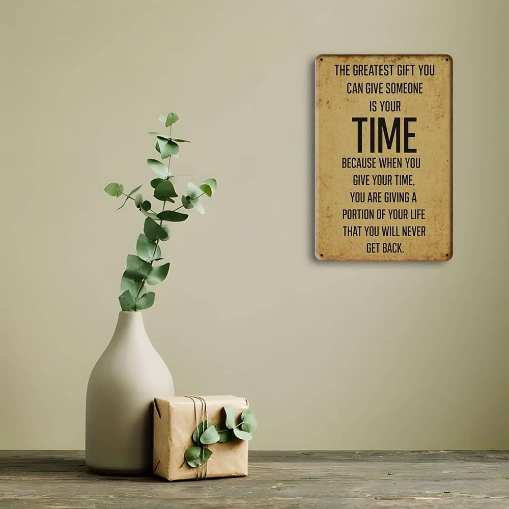 "Time is the Greatest Gift" Metal Sign - Rustic Quote Decor for Meaningful Spaces