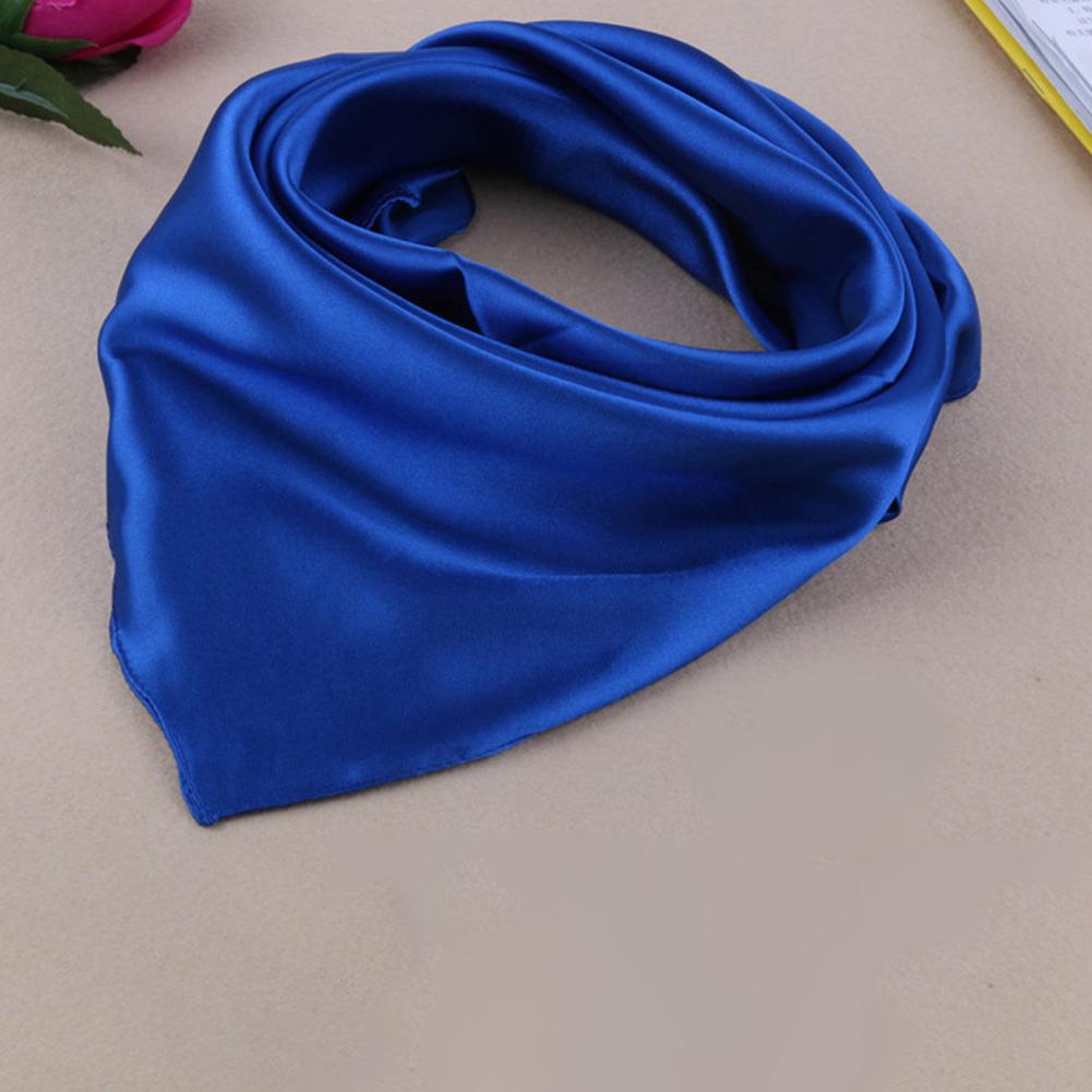 Women Fashion Solid Color Soft Silk Square Scarf Bandana Neckerchief Head Neck Wrap Scarves
