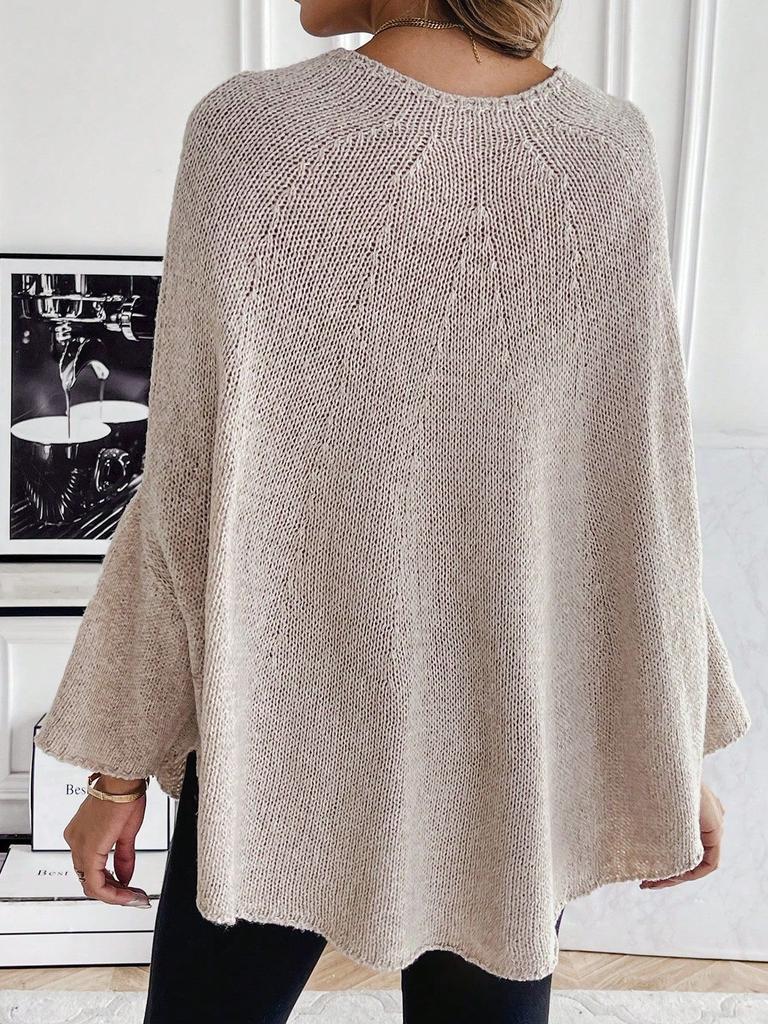 Amazon knitted shawl sweater autumn and winter new European and American cross-border sweater cape poncho fashion knitted sweater