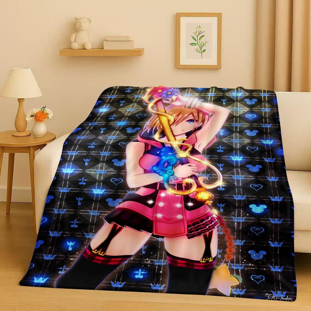 Sanrio Kingdom Hearts Kreslená hra Mickey Mouse Flanelová deka, ultra měkký plyšový přehoz do ložnice, postele, pohovky, vánoční dárek