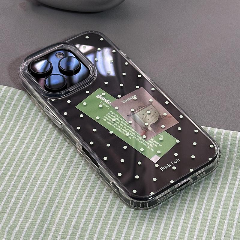 Y2k Korean Full Screen Polka Dots Phone Case For iPhone 17 AIR 17 16Pro 15 14 13 12 11Pro MAX XR XS MINI 78Plus Clear Back Cover