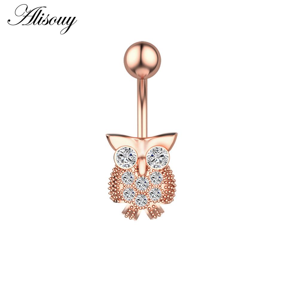

Alisouy 1 шт. Стальное циркониевое кристаллическое сексуальное кольцо для живота сова звезда луна сердце цветок пупок пирсинг женское кольцо-пуговица ювелирные изделия Style 10 розового золота