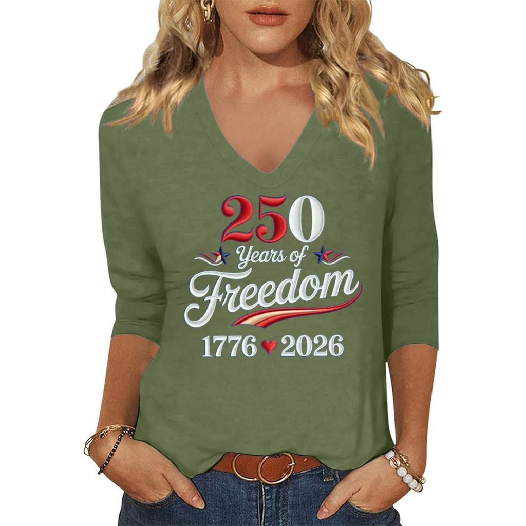 Women's Fashion Casual Independence Day Print Top