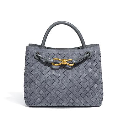 Semišová tkaná kabelka, Všestranná na dochádzanie, Dámska taška crossbody na jedno rameno, Trendová a ležérna taška tote s textúrou